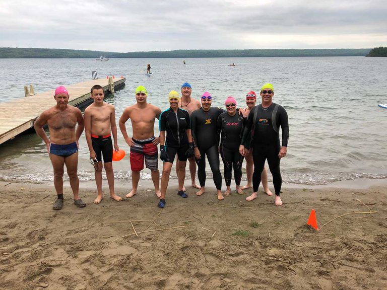 Assiginack open water swimmers  challenged the wind and waves
