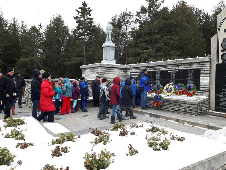Central Manitoulin Public School reflects at Manitoulin District Cenotaph