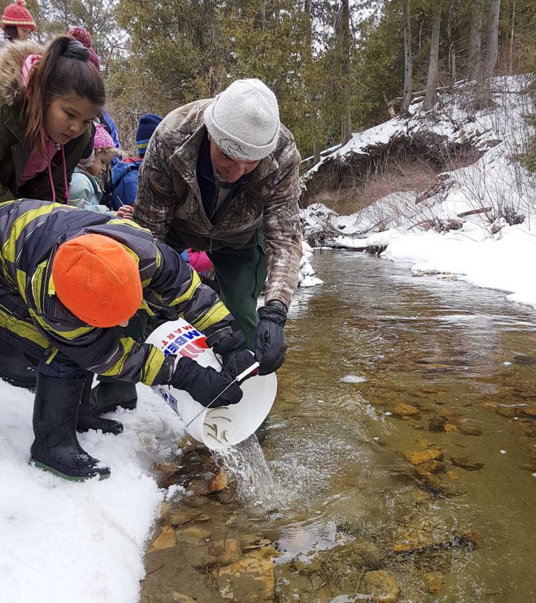Central Manitoulin School students rear and release salmon in M’Chigeeng Creek