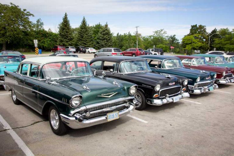 Classic car club touring Manitoulin Haweater Weekend