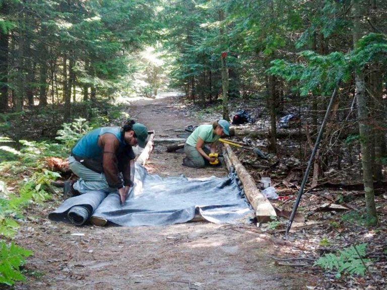 Universal access trail at Misery Bay Provincial Park nearing completion