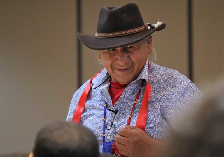 Former Anishinabek Nation Head Getzit Mishomis Gordon Waindubence begins his journey into the Spirit World