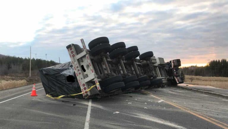 Tractor-trailer rollover closes Hwy 17 East near Regional Rd 55