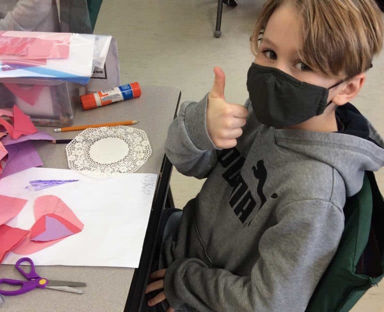 Heather Jefkins’ APS Grade 3/4 class spreads Valentine cheer to Island LTC homes