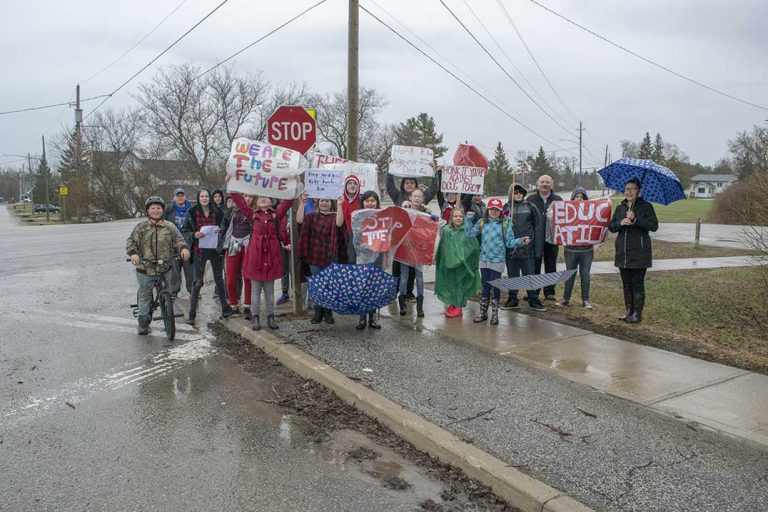 Little Current Public School students protest education changes