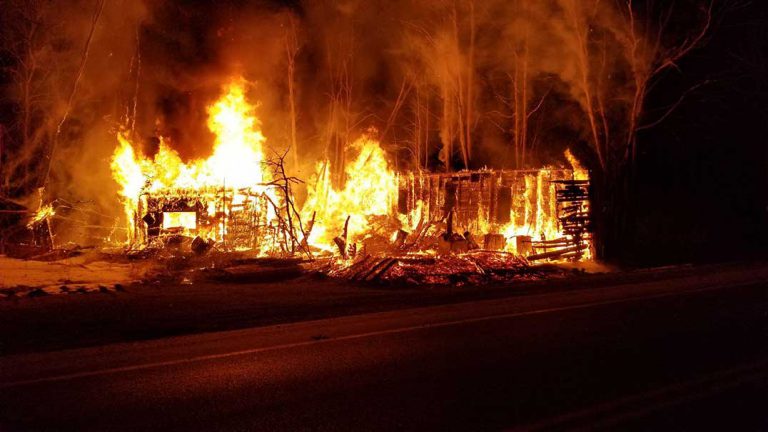 The former Women’s Institute old Howland Hall succumbs to fire