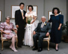 NT Dianne’s and David’s wedding with Jane standing to the right and with Marilyn and Hugh sitting in front