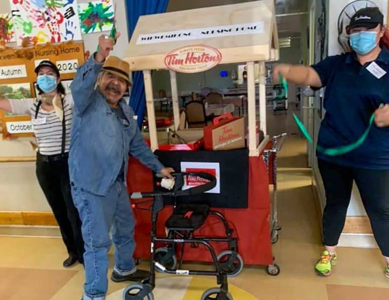 Wikwemikong Nursing Home residents celebrate new Tim Hortons franchise