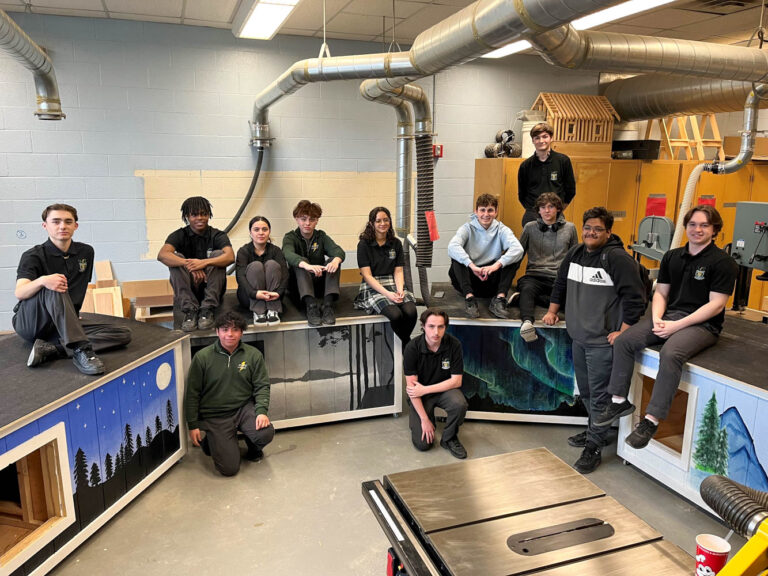 Archbishop Denis O’Connor Catholic High School donates dog houses