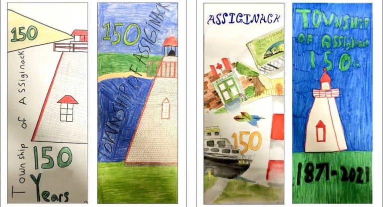 Assiginack students design banners for township’s 150th anniversary