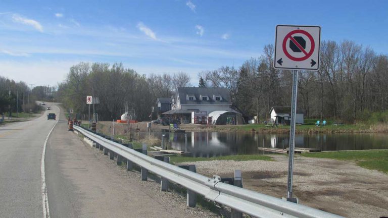 No stopping signs installed on Hwy 540 at Bridal Veil Falls