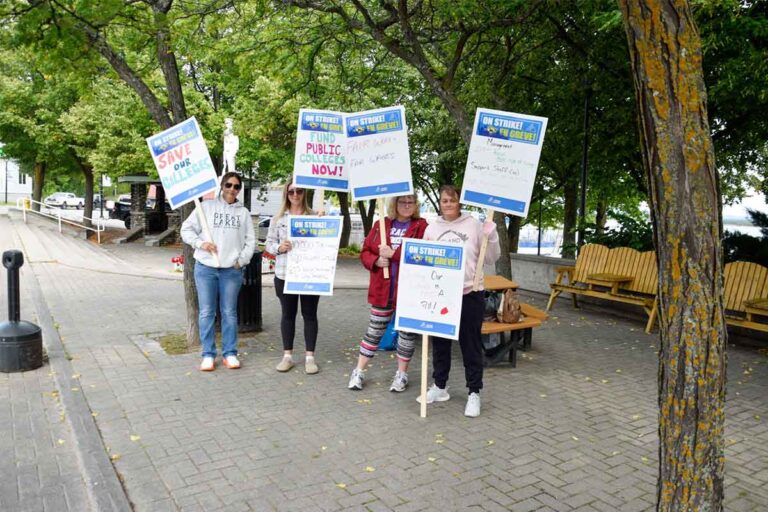 Little Current Cambrian Ontario Public Service Employees Union campus support workers on strike