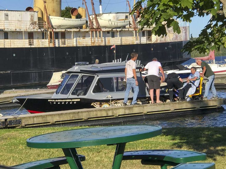 Police and Assiginack Fire Department rescue capsized canoeists