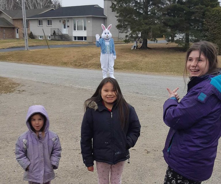 Easter Bunny and OPP Constable Ford present message