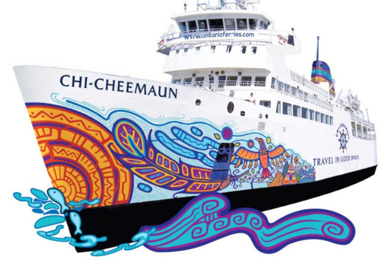 Woodland Art inspired decals will  enwrap the Chi-Cheemaun’s bow