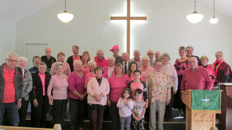 Silver Water United Church members wear pink in support of breast cancer awareness