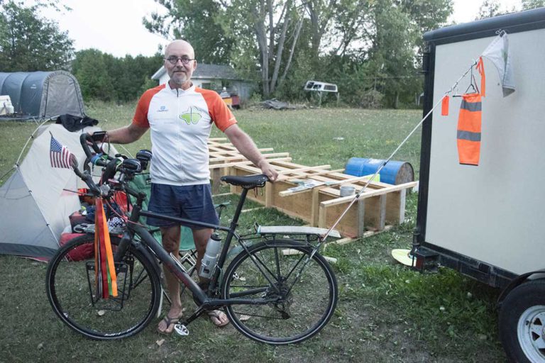 Cyclist rides cross-country to support children’s disease research