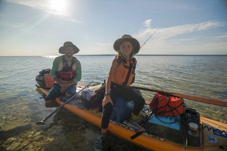 Daughter-father duo paddling  across Lake Huron for science
