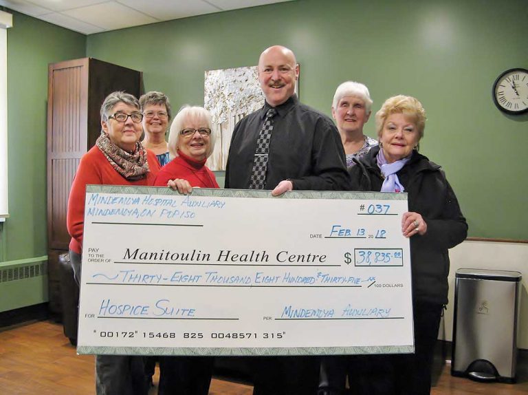 Mindemoya Hospital Auxiliary makes generous   donation to Manitoulin Health Centre for hospice