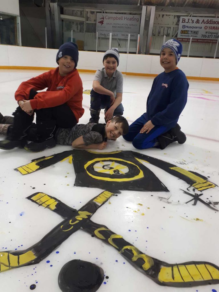 Kids’ paintings take centre ice during March 13 event at the Gore Bay arena