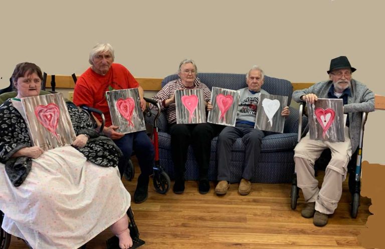Lodge residents enjoy afternoon of acrylic painting