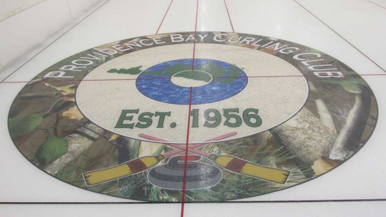 Spectacular new logos on Providence Bay Curling Club ice