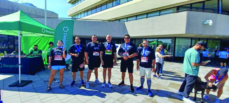 Wikwemikong Tribal Police members compete in Sudbury Rocks Marathon