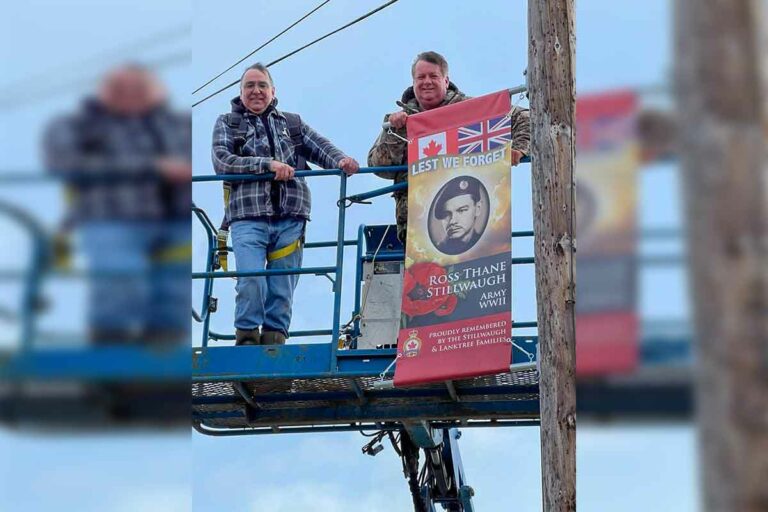 Banners commemorating veterans are installed in Tehkummah